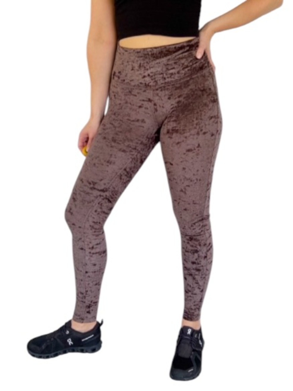 Lululemon purple velour velvet high rise full length stretch leggings size 4